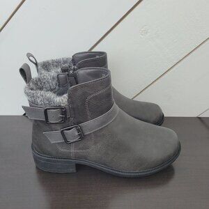 NEW Easy Street Grey Womens 6.5W  Ankle Moto Boots Slip Resistant 5CT